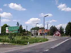 Street and road sign of Podzamek Golubski