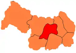 Division into gminas (the red portion is the city of Legnica)