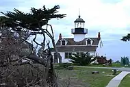 Lighthouse showing Fresnel lens in lantern house.