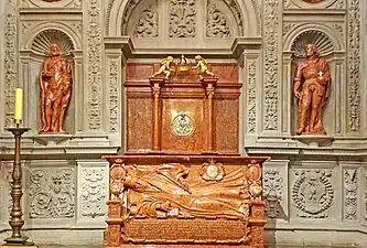 An elaborate and gilded tombstone of Queen Anna Jagiellon