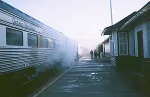 Moosonee rail station with Polar Bear Express train