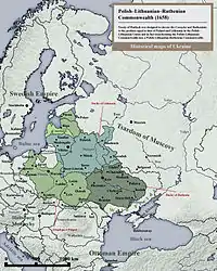 Polish–Lithuanian–Ruthenian Commonwealth or Commonwealth of Three Nations (1658).