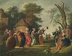 Poles dance Polonez, painting by Korneli Szlegel