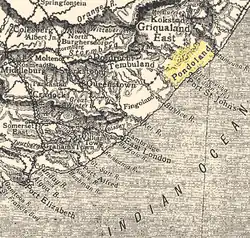 Old map of the Eastern Cape, showing Mpondoland (highlighted)