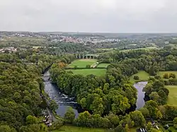 Aqueduct viewed with Pont Cysyllte bridge and Cefn Mawr Viaduct