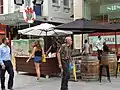 Pop up drink stall outside of Rundle Place