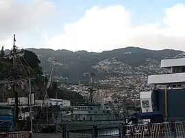 From the Port of Funchal, looking towards the valley and escarpment of Imaculado Coração de Maria