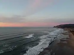 Portion of the Lincoln City coastline looking north towards the neighborhood of Roads End