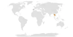 Map indicating locations of Portugal and Thailand