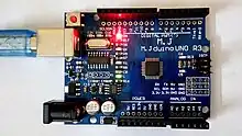 Power LED and Integrated LED on Arduino Compatible Board