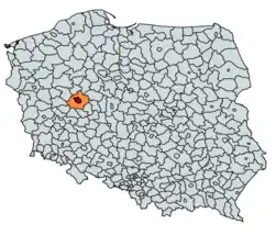 Poznań city (dark red) and Poznań County (orange)