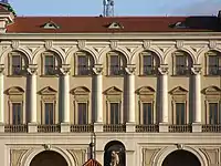 Černín Palace in Prague (1660s) has triglyphs and guttae as ornaments at the top of arches