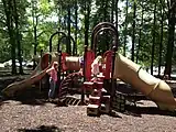 Children playing on playground equipment