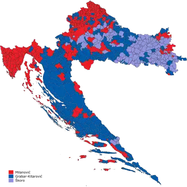 First-place candidate in the first round of the election in each municipality.