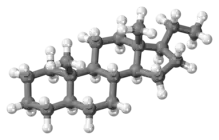 Ball-and-stick model of the pregnane molecule