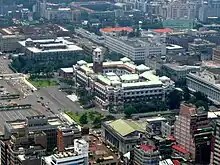 The Presidential Office (center) and the Judicial Yuan (upper left).