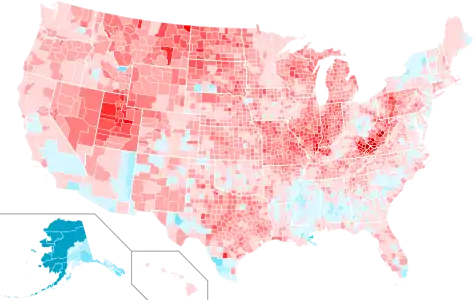 County swing from 2008 to 2012