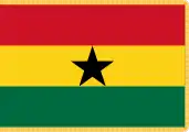 Flag of the Presidency of Ghana since 1966. Presidential Standard of Ghana; replicate of the national flag of Ghana with a gold rim.