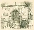 Interior of the Preston parish church, etching by R. H. Nibbs dated 1851 showing wall paintings