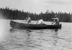 The Prince of Wales canoeing in Canada, 1919.