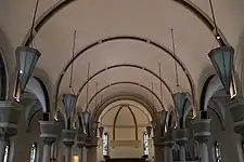 Ceiling of Pro-Cathedral showing new lights and decorative details added by architect Jean Philippe Larocque