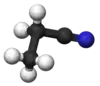 Ball and stick model of propanenitrile