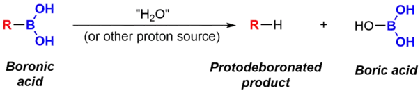 A simple protodeboronation in acidic medium