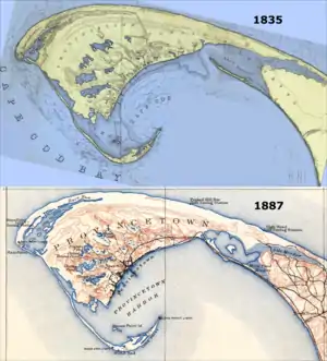 Maps of Provincetown dated 1835 and 1889.