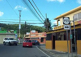 The beginning of PR-191 in Palmer at PR-955 (facing north)