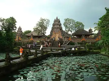 Balinese Hindu temple, Pura Taman Saraswati, dedicated to the goddess Sarasvati, Ubud, Bali.