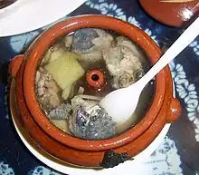 Steamed silkie soup.