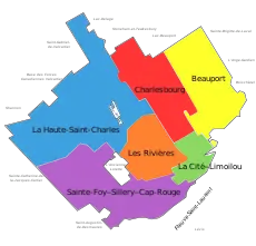 Boroughs of Quebec City since 1 November, 2009