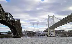 Quebec and Pierre-Laporte Bridges in winter.