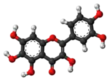 Ball-and-stick model of the quercetagetin molecule