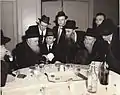 Grand Rabbi Yerucham Leiner of Radzin at the wedding of Meir Aspes, 13 November 1958