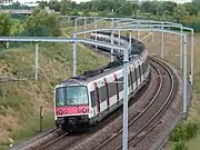 MI 84 on the RER A east branch near Marne-la-Vallée–Chessy station