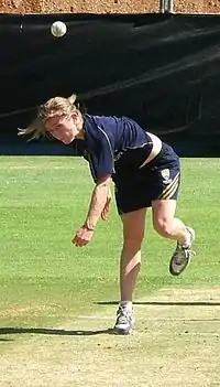 Haynes bowling in the Adelaide Oval nets.