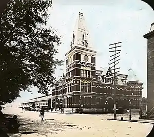 Baltimore and Potomac Railroad station, looking southwest from 6th Street NW (at bottom and left)