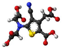 Ball-and-stick model of the ranelic acid molecule