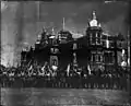 After the fall of Rangoon in March 1942, showing victorious Japanese troops in front of Government House