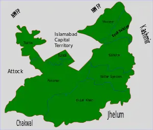 Location of Taxila Tehsil