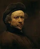 Self-Portrait with Beret and Turned-Up Collar, National Gallery of Scotland, Edinburgh, c. 1659. Physical similarities suggest this dates from about the same time as the Washington portrait.