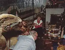 Morris (foreground in white), at his Los Gatos home, during the late 1970s