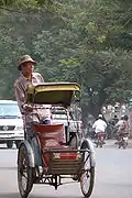 A cycle rickshaw driver in Phnom Penh, Cambodia