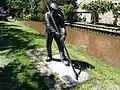 Leiker statue who removed peat from the canal