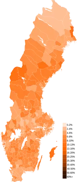 Map results for the Centre Party (C)