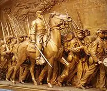 Robert Gould Shaw Memorial by Augustus Saint-Gaudens, 1884–1897, plaster version