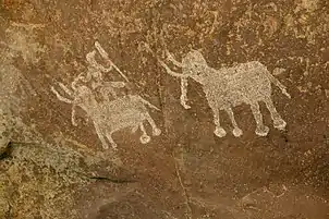 Mesolithic rock painting, Bhimbetka rock shelters, a UNESCO World Heritage Site