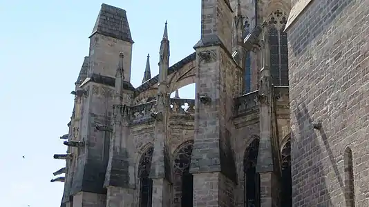 East end, or Chevet, with radiating chapels and flying buttresses