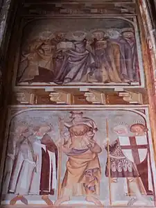 Murals in the Chapel of Saint Catherine: St. Christopher carrying the infant Jesus on his back